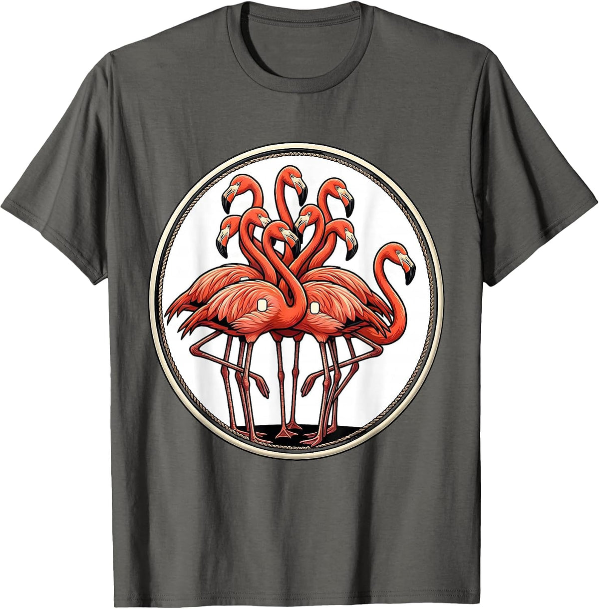 Sealed Flamingo Team Badge Sports Flamingo Lover Gift T-Shirt - Asphalt Grey