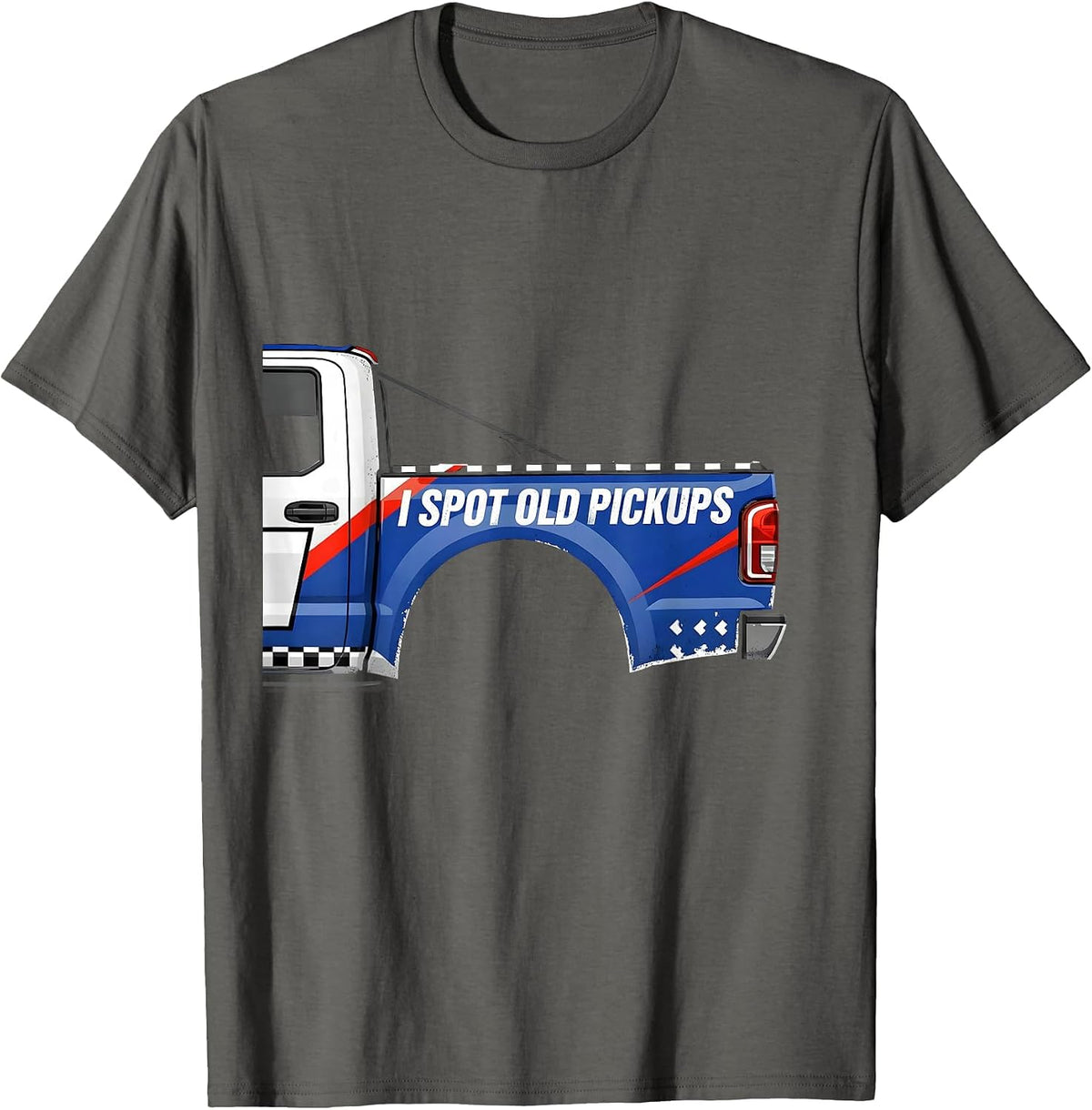 I Spot Old Pickups Racing Livery Graphic Trucker Driver T-Shirt - Asphalt Grey