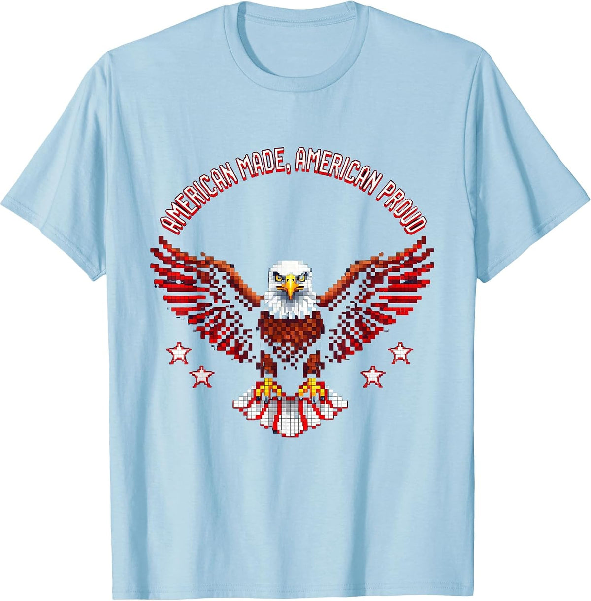 Men's American Made American Proud Patriotic Design T-Shirt - Baby Blue