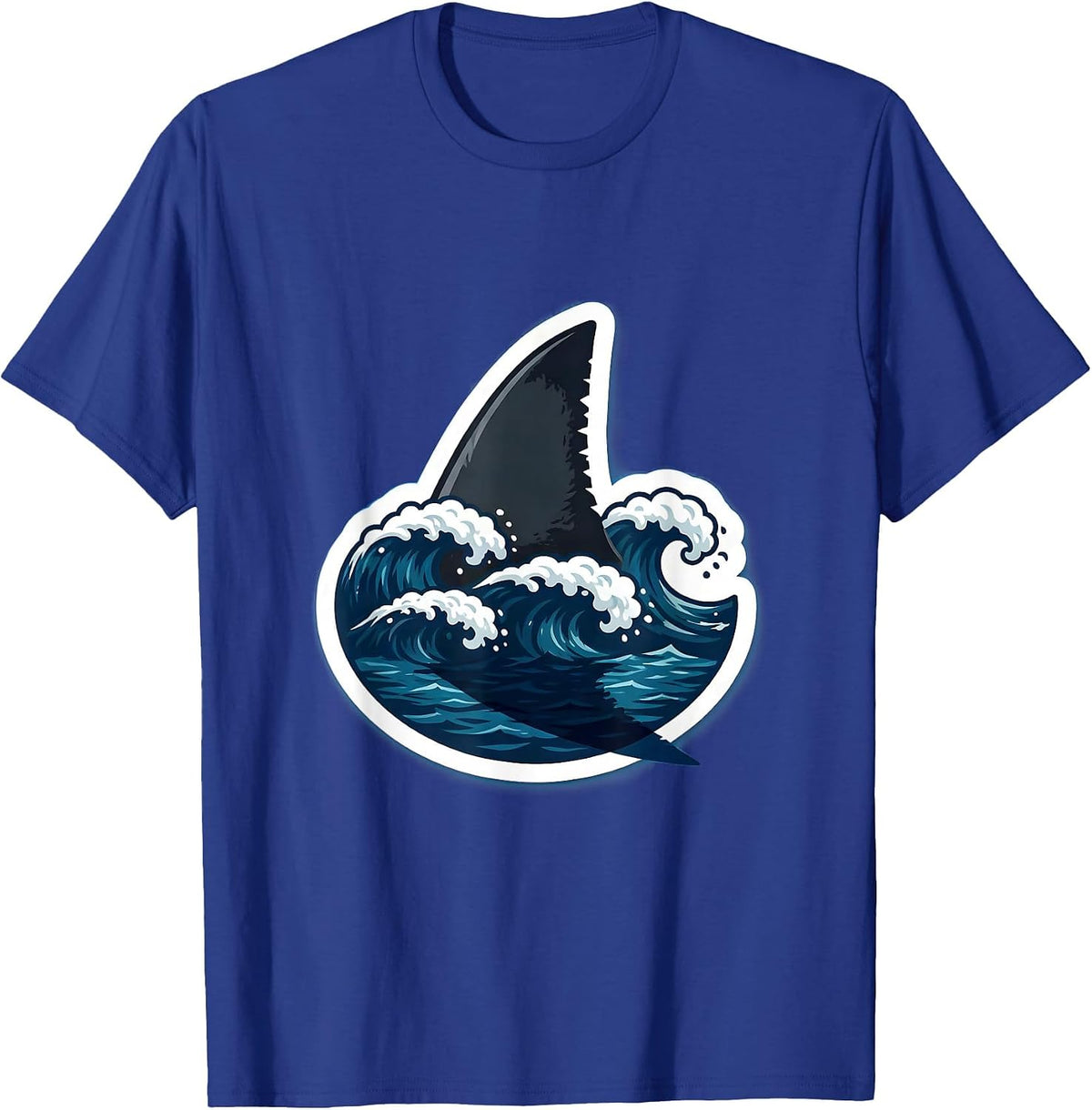 Men's Shark Fin Ocean Waves Boys Animal Print T-Shirt - Royal Blue