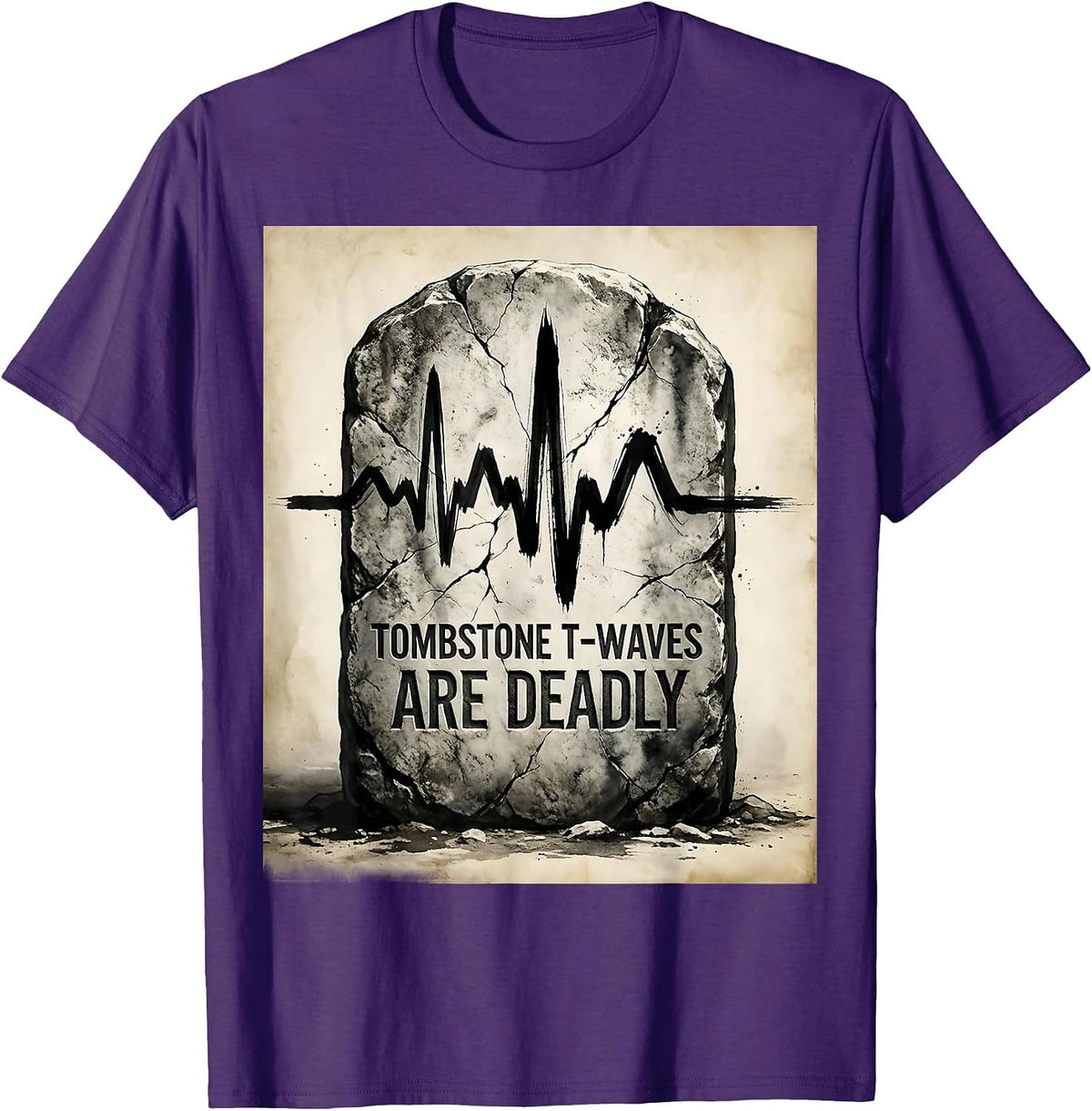Men's Halloween Nurse Tombstone T-Waves EKG Design T-Shirt - Purple