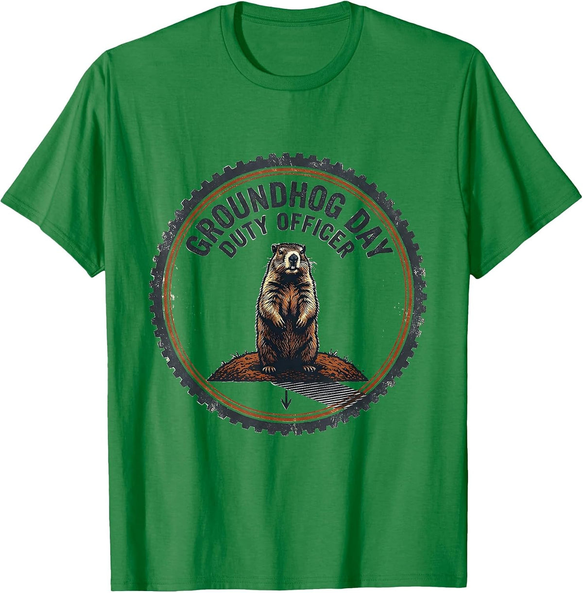 Men's Groundhog Day Duty Officer Vintage Funny Groundhog Day Gift T-Shirt - Kelly Green