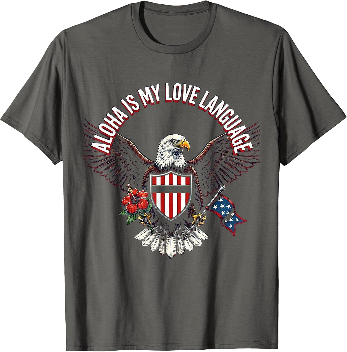 Men's Aloha Is My Love Language Hawaiian Design T-Shirt - Asphalt Grey