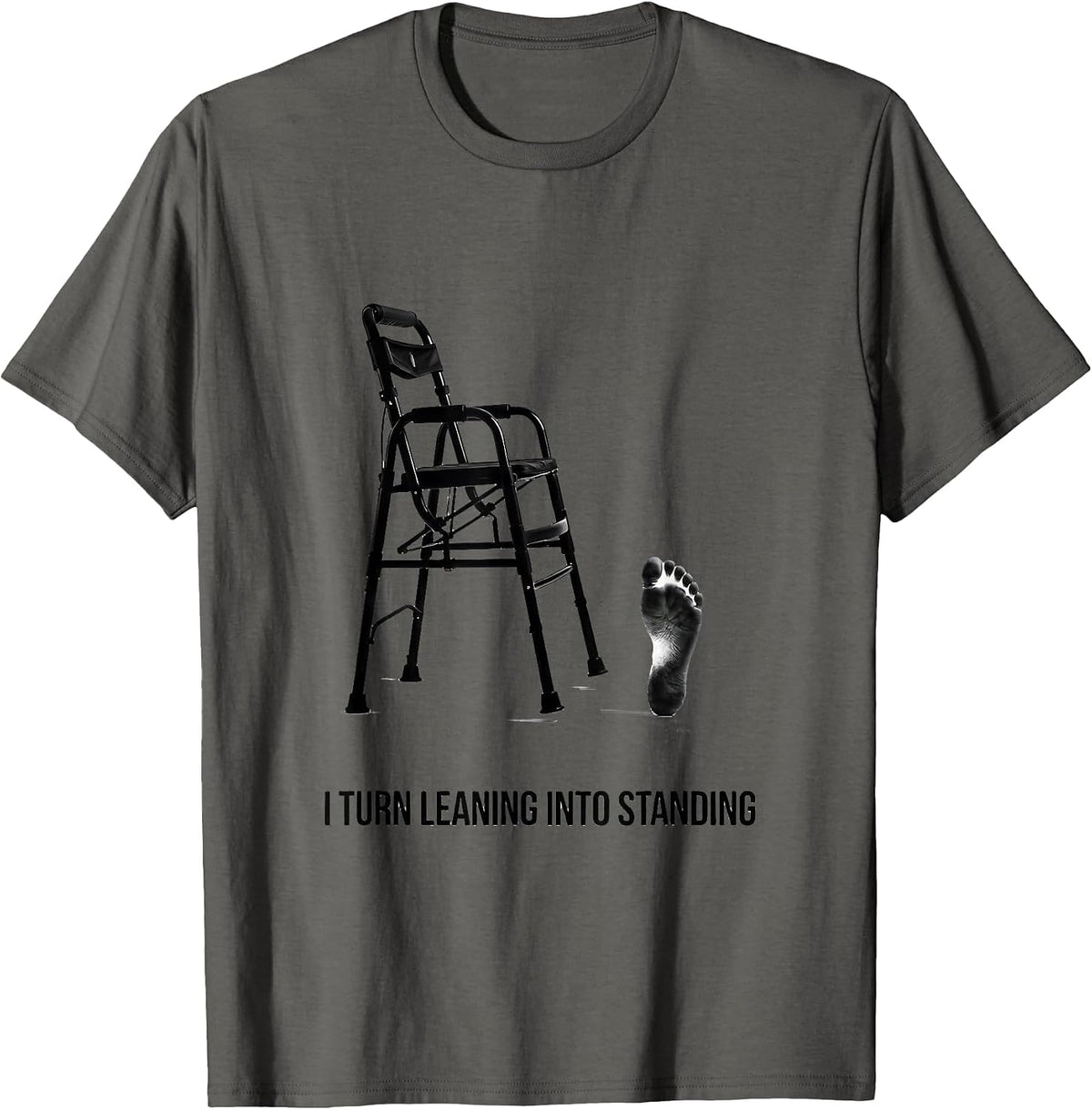 Men's I Turn Leaning Into Standing Physical Therapy PT Humor T-Shirt - Asphalt Grey