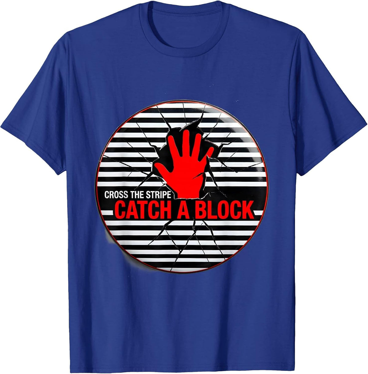 Men's Cross The Stripe Catch A Block Disrupted Stripe Volleyball T-Shirt - Royal Blue