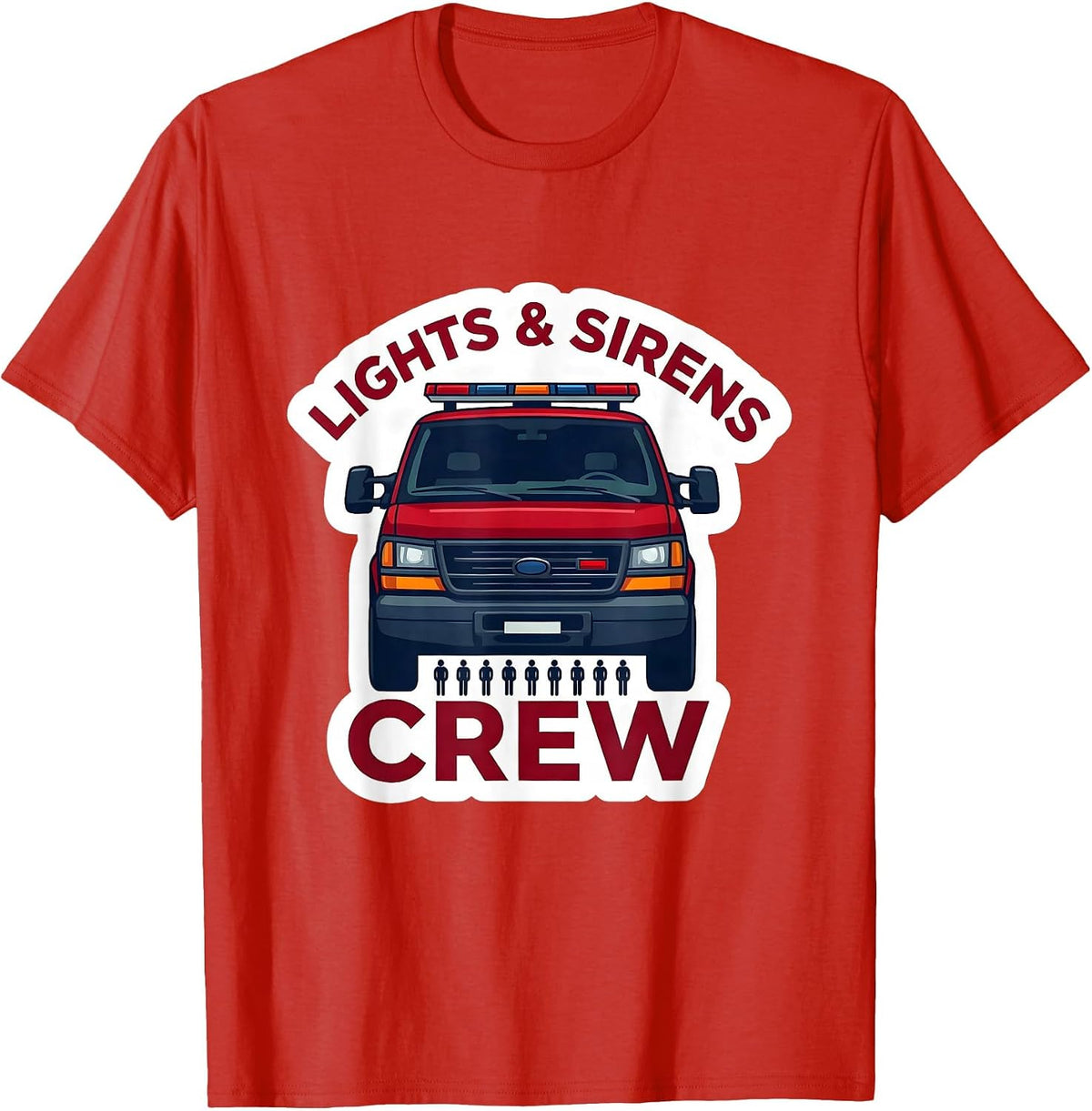 Men's Lights & Sirens Crew EMS Paramedic EMT Off-Duty Humor T-Shirt - Red