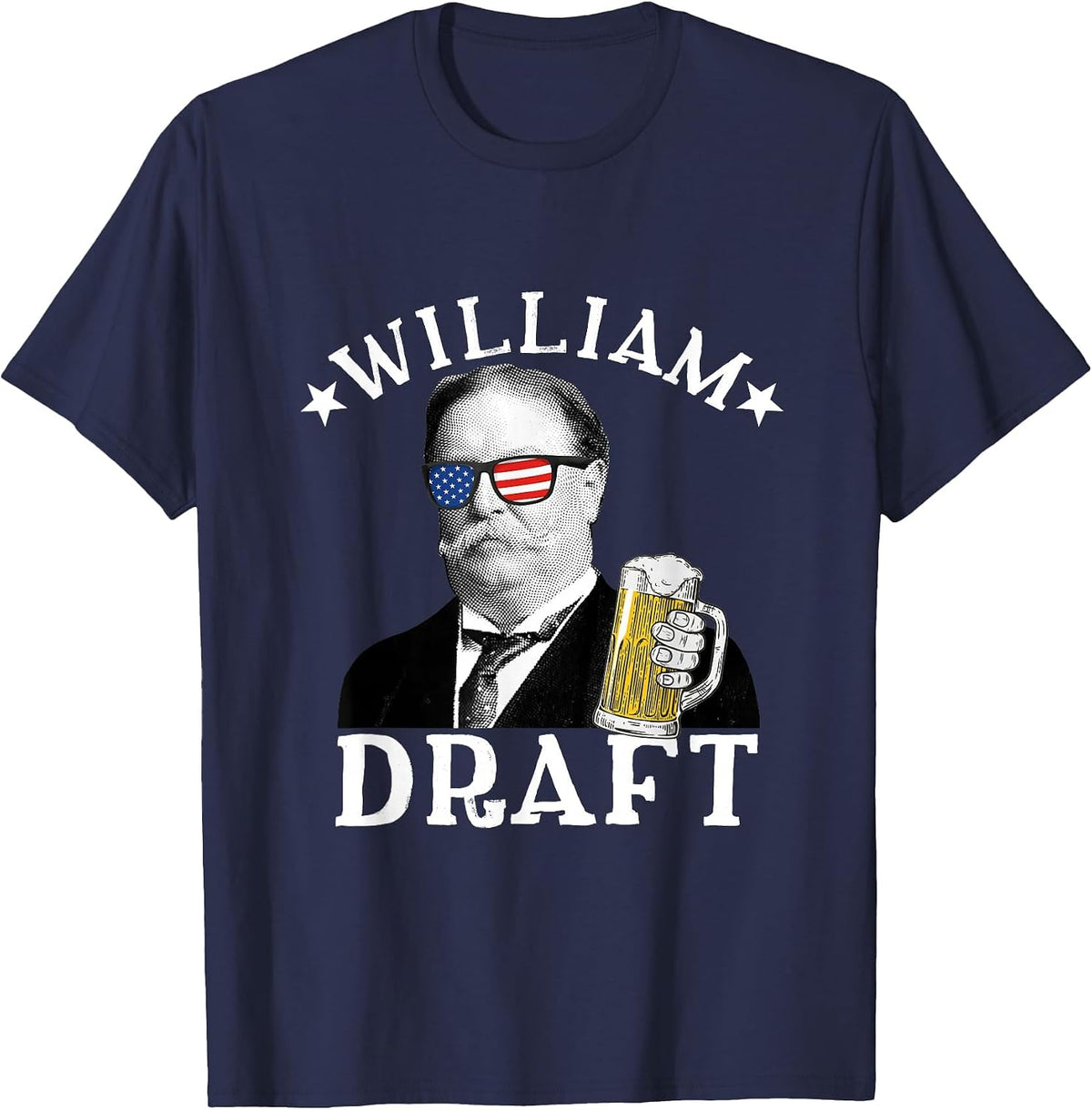 William Draft Drinking President William Howard TAFT T-Shirt - Navy Blue