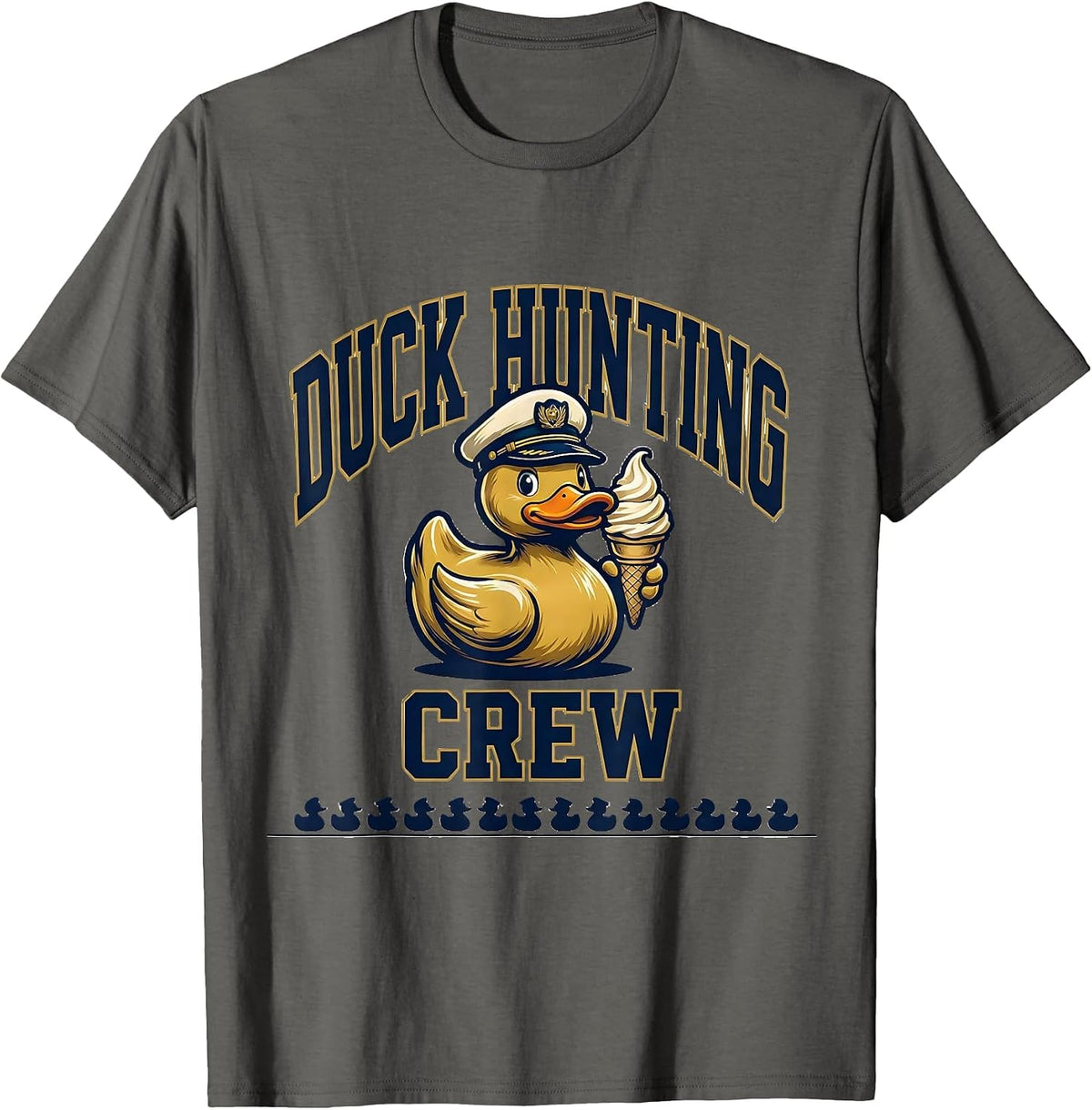 Duck Hunting Crew Funny Cruise Ice Cream Matching Group T-Shirt - Asphalt Grey