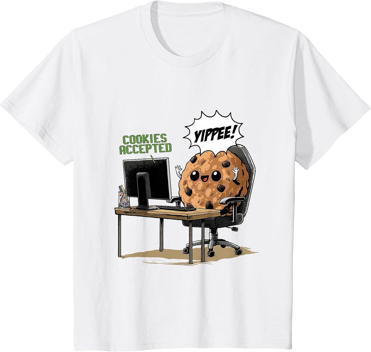 Cookies Accepted Nerd Shirt Funny Computer Internet Coder T-Shirt, Youth, White, 4T - As Pictured