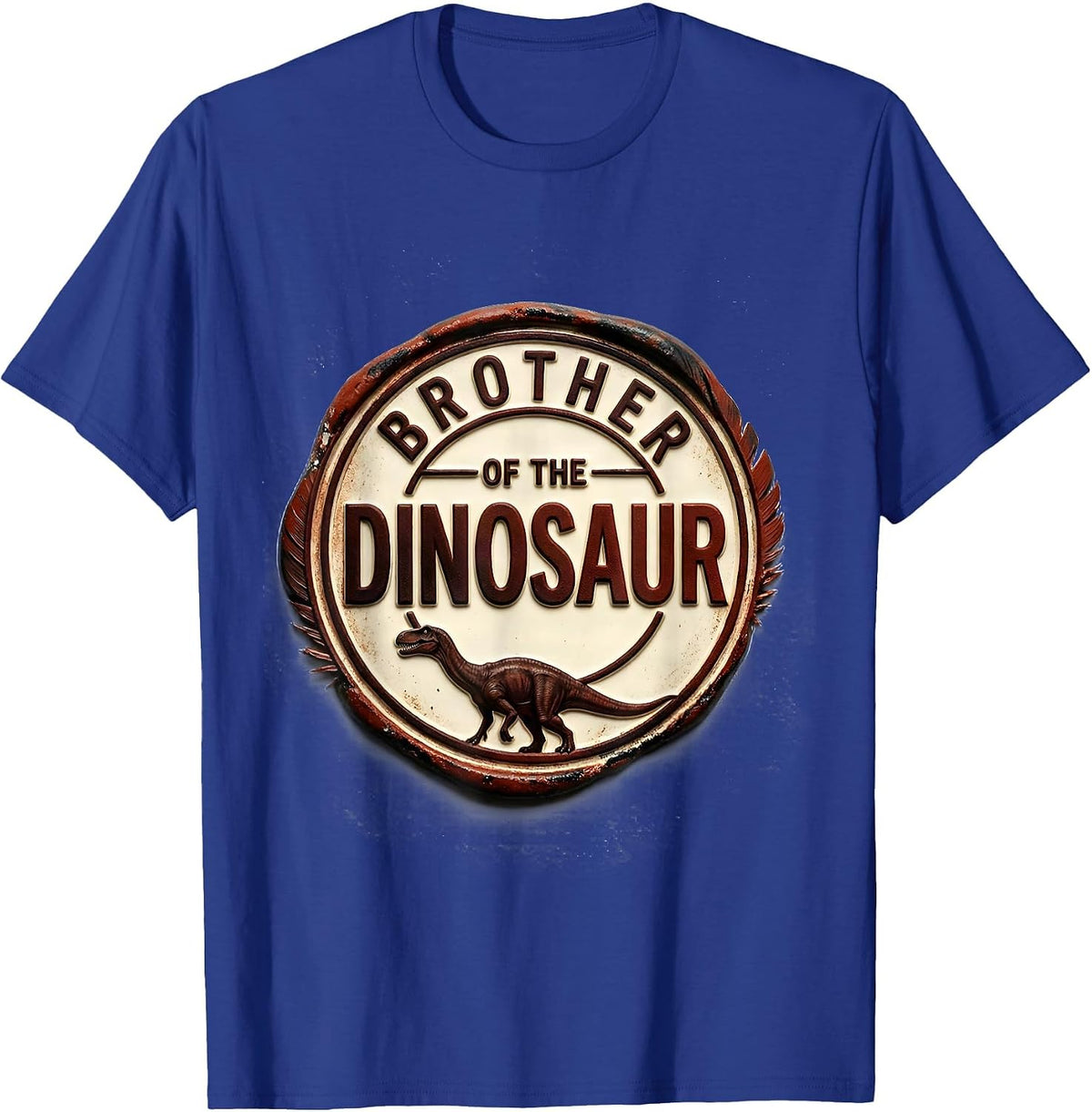 Brother of the Dinosaur Rubber Stamp Halloween Family T-Shirt - Royal Blue