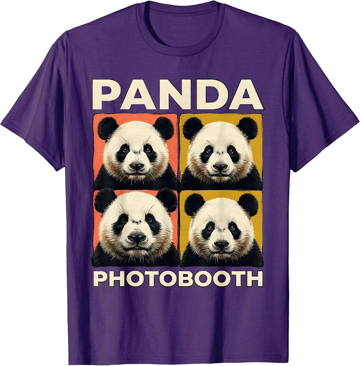 Men's Panda Photobooth Funny Animal Portrait Whimsical T-Shirt - Purple