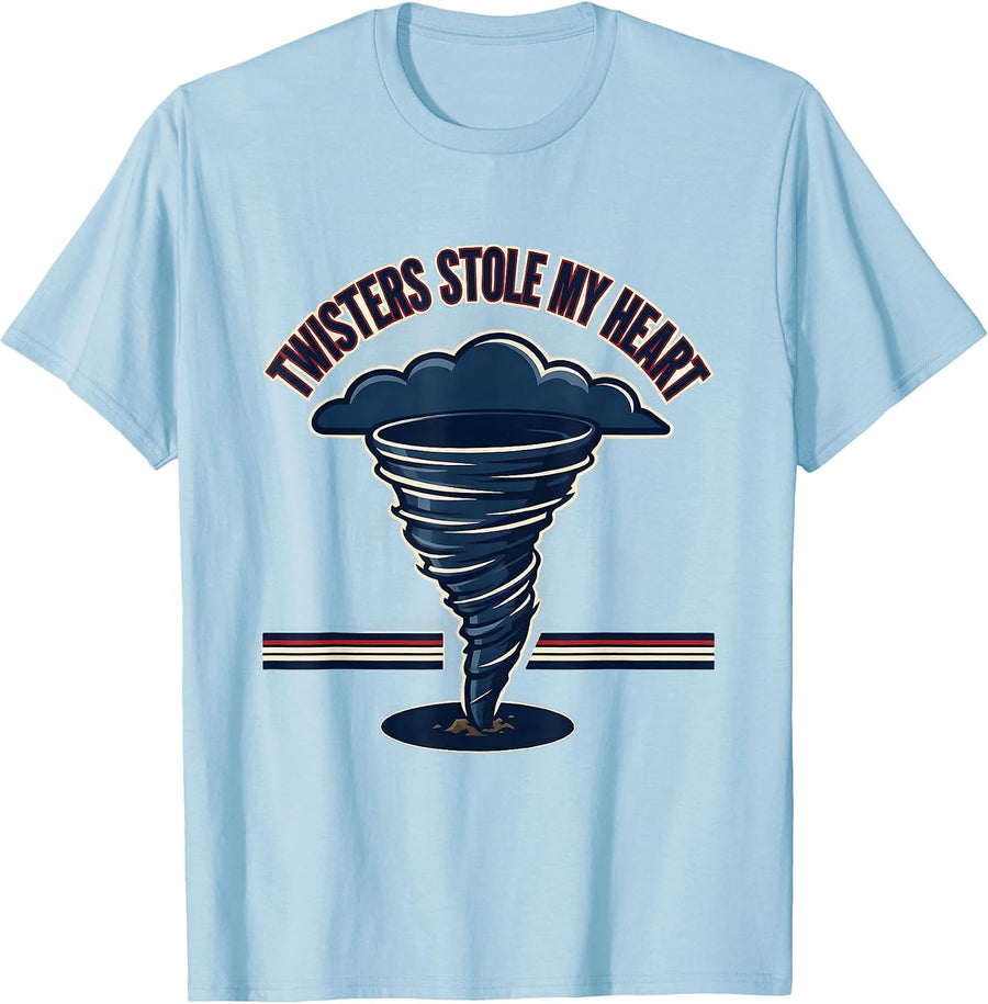 Men's Twisters Stole My Heart Sports Storm Chaser Tornado T-Shirt - Baby Blue