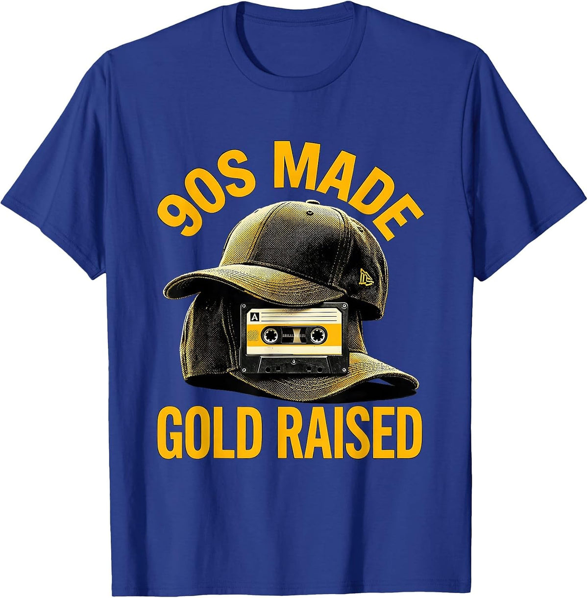 90s Made Gold Raised Vintage Hip-Hop Rap Music Quote Retro T-Shirt - Royal Blue