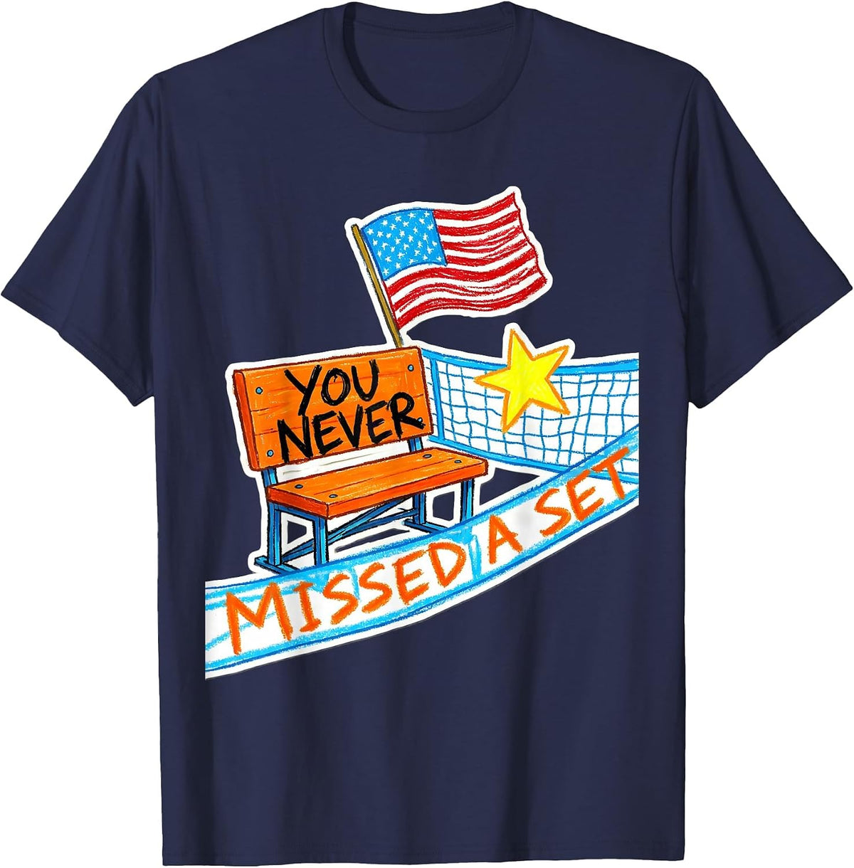 You Never Missed A Set Volleyball Dad Father's Day T-Shirt - Navy Blue
