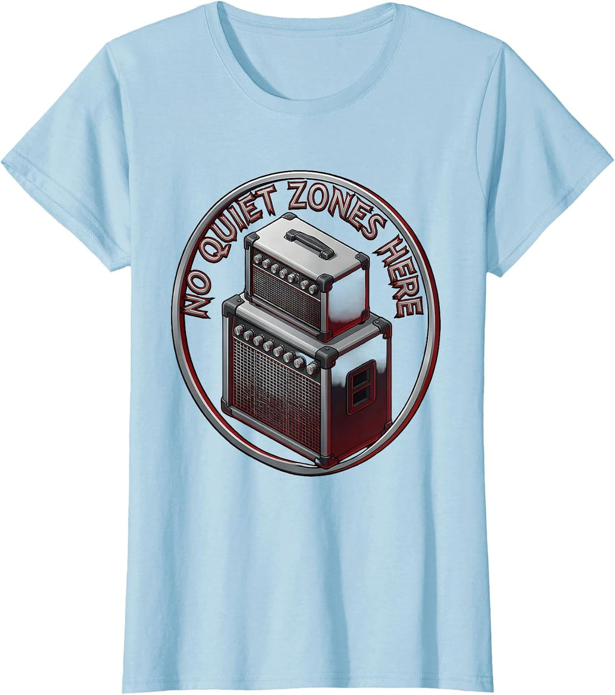 No Quiet Zones Here Metal Band Graphic T-Shirt - Baby Blue