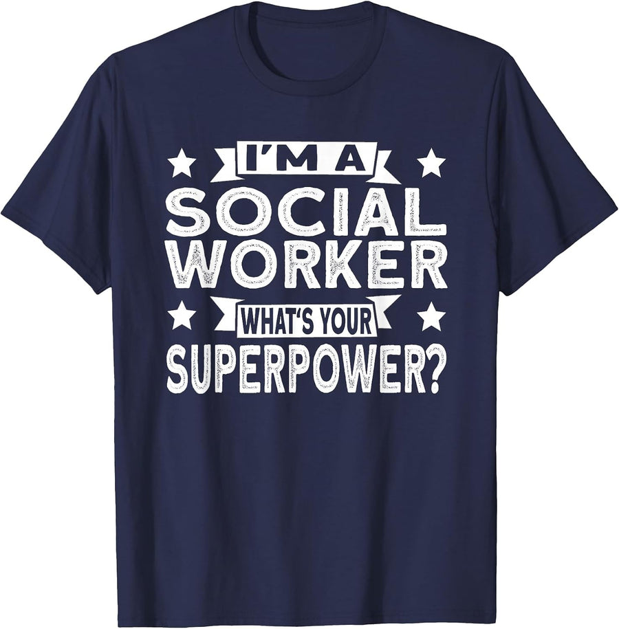 Social Worker Superhero Social Work T-Shirt - Navy Blue