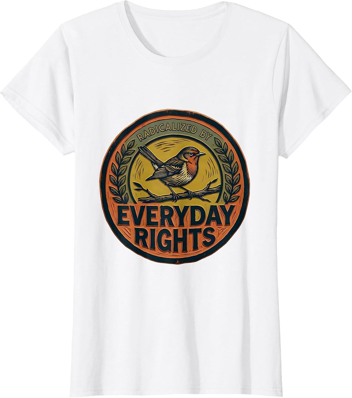 Women's Radicalized By Everyday Rights Bold Hand-Stamped Feminist T-Shirt - White