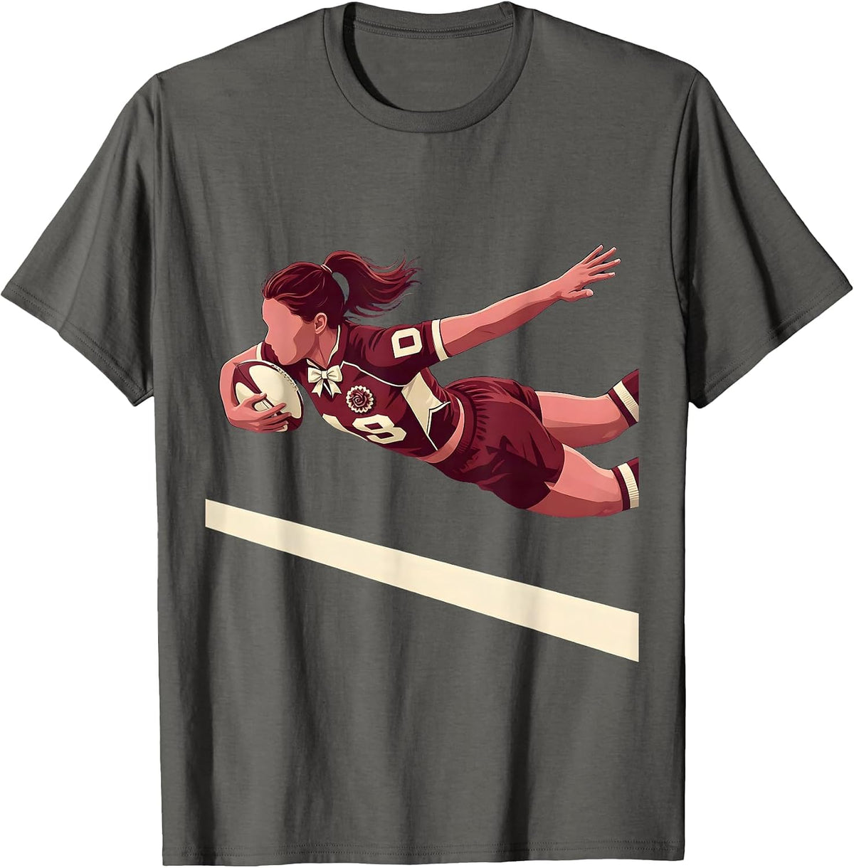 Men's Rugby Try Line Dive Graphic Tee T-Shirt - Asphalt Grey