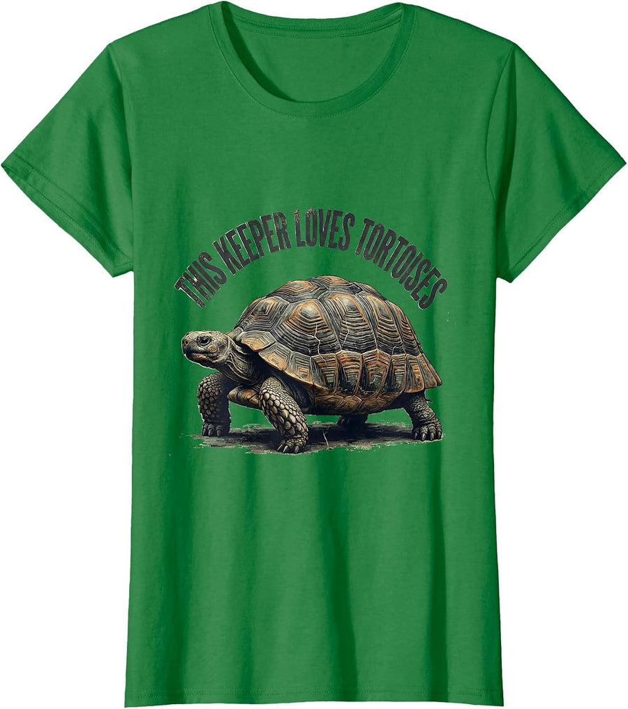 Women's This Keeper Loves Tortoises Distressed Reptile Lover Gift T-Shirt - Kelly Green