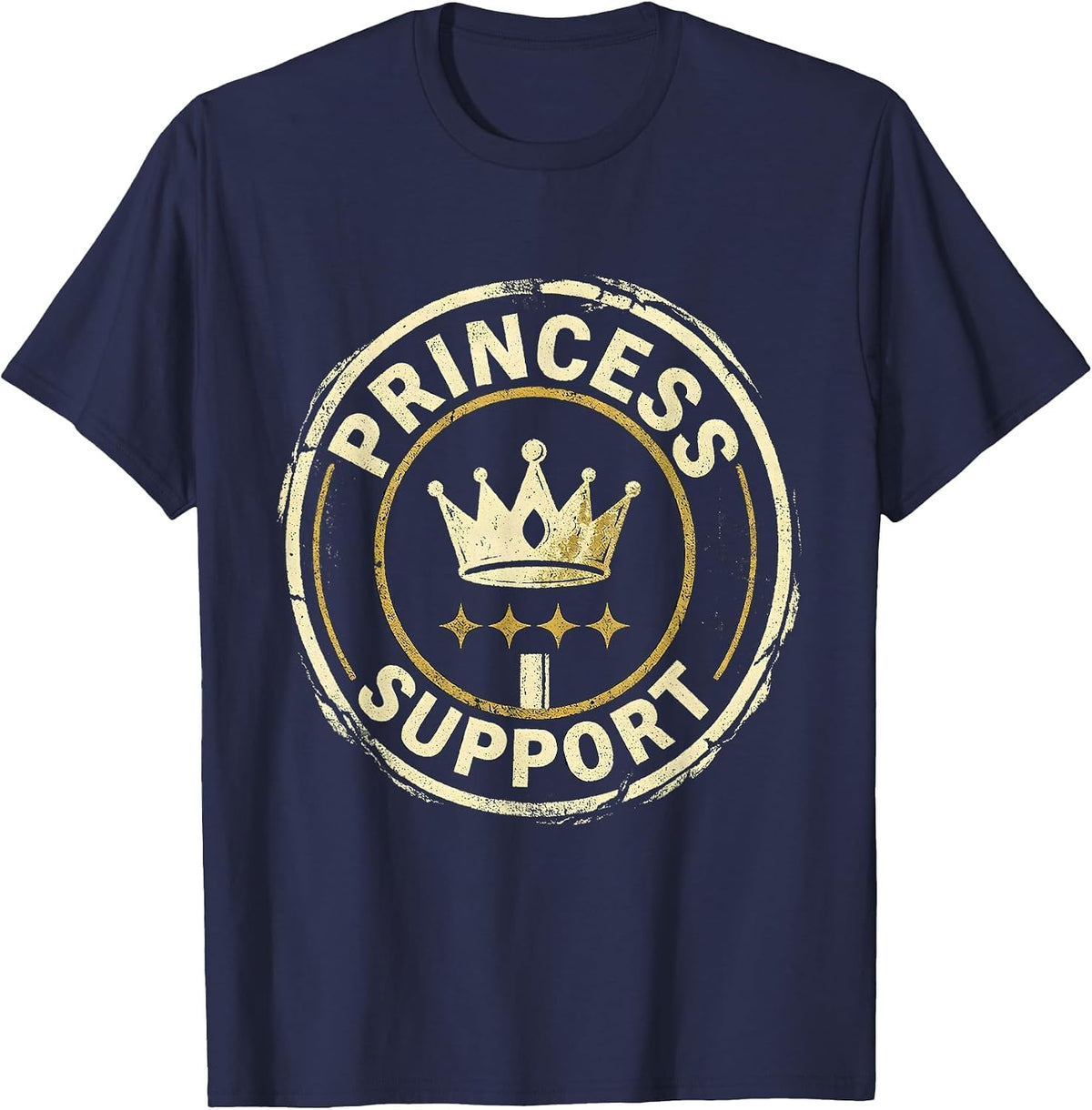 Men's Princess Support Distressed Rubber Stamp Family Matching T-Shirt - Navy Blue