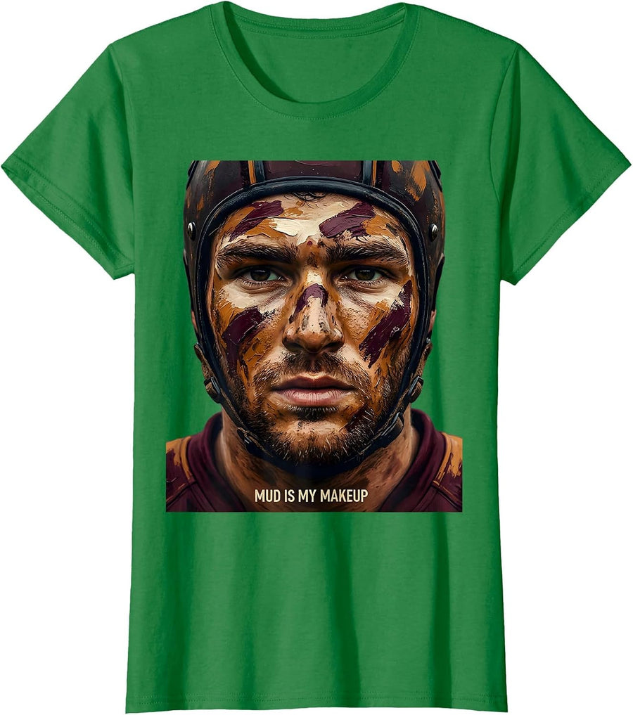 Women's Mud Is My Makeup Rugby Graphic Design T-Shirt - Kelly Green