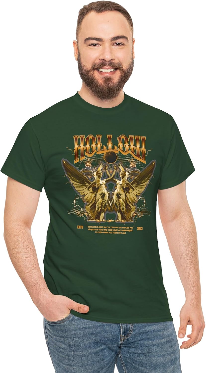 GANDAR® Hollow T-Shirt Unisex Wings Gothic Rock Graphic Shirt Vintage Metal Band Style Casual Apparel Outfit Gift Present -