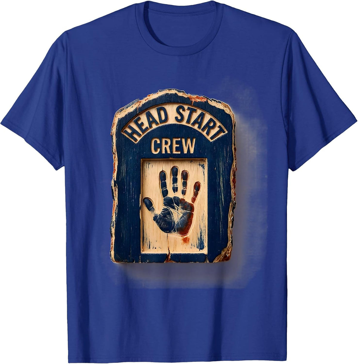 Head Start Crew Rubber Stamp Preschool Teacher Staff T-Shirt - Royal Blue
