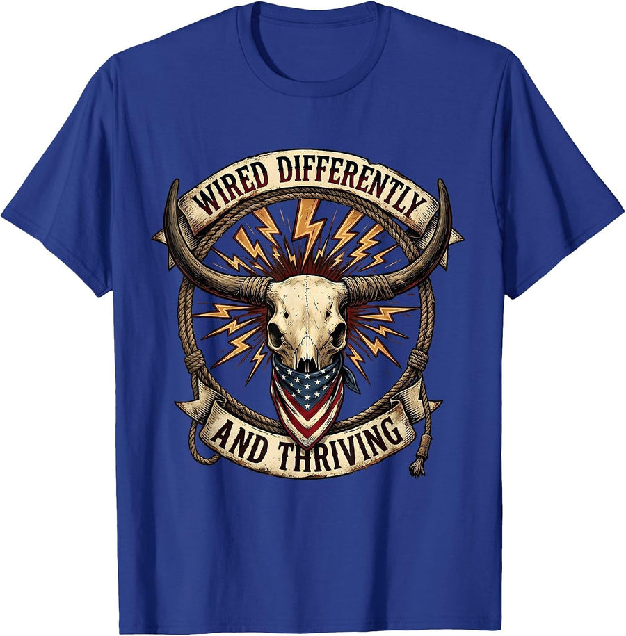 Wired Differently and Thriving ADHD Design T-Shirt - Royal Blue