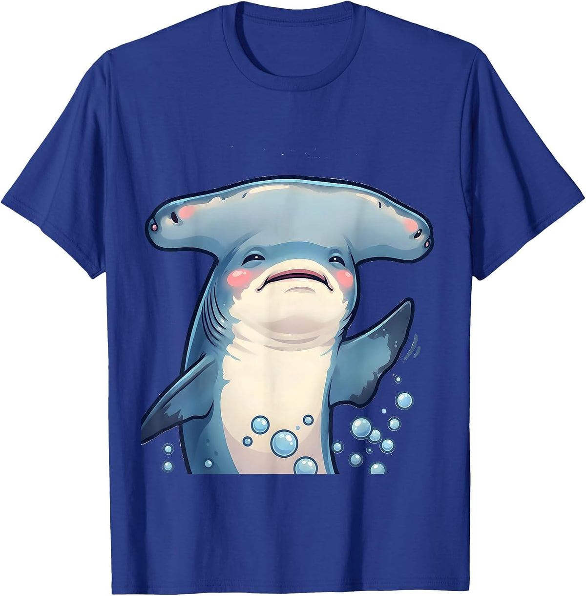 Rounded Hammerhead Shark Cute Kawaii Ocean Wildlife Lover T-Shirt - Royal Blue