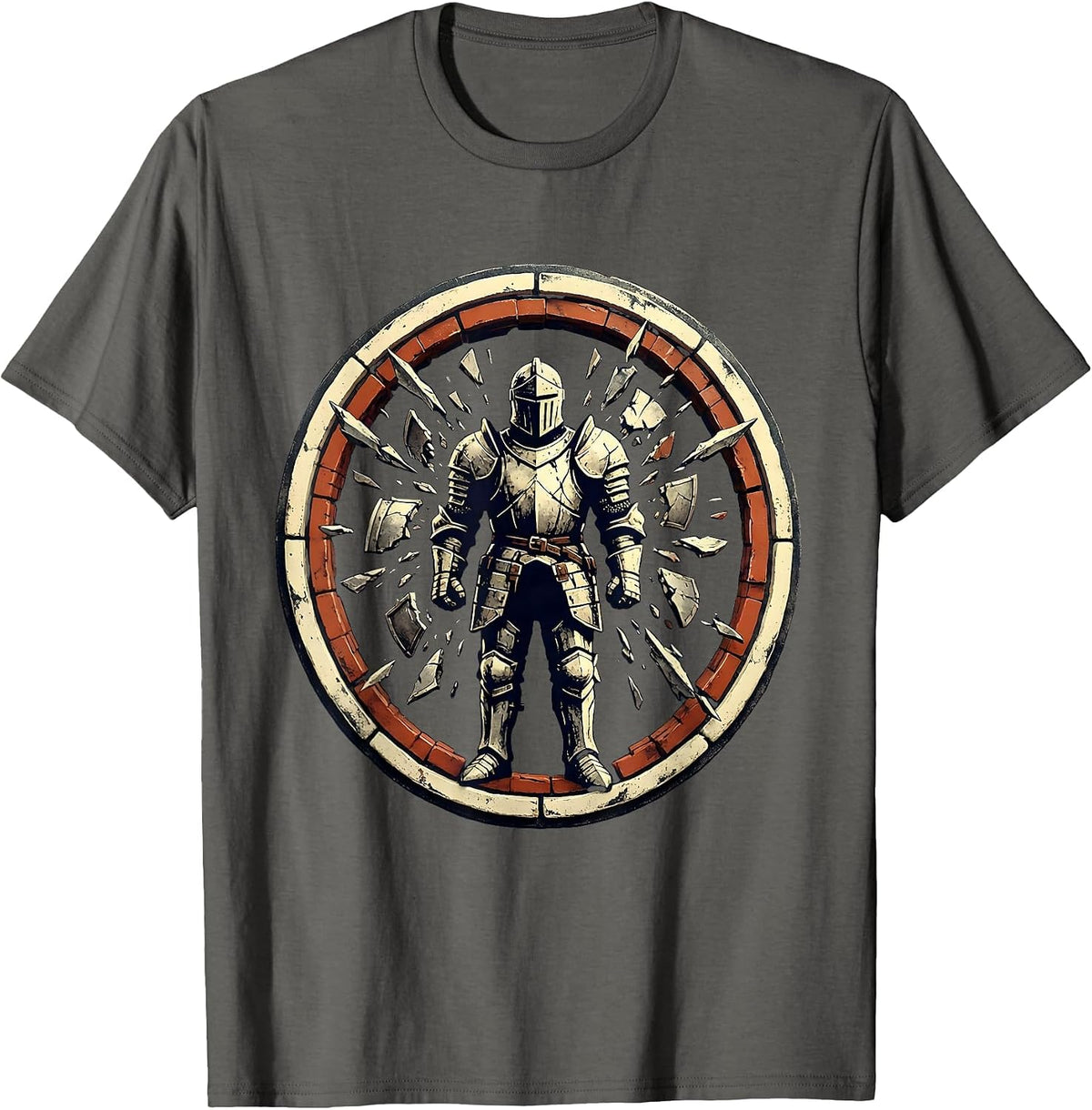 Men's Shattered Knight Broken Armor Warrior Illustration T-Shirt - Asphalt Grey