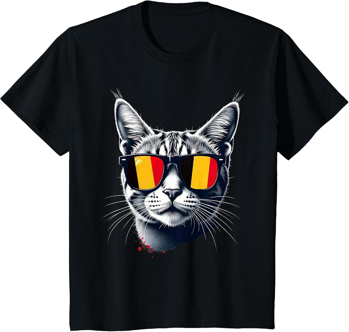 Patriotic Belgium Tabby Cat Belgian Flag T-Shirt - Black