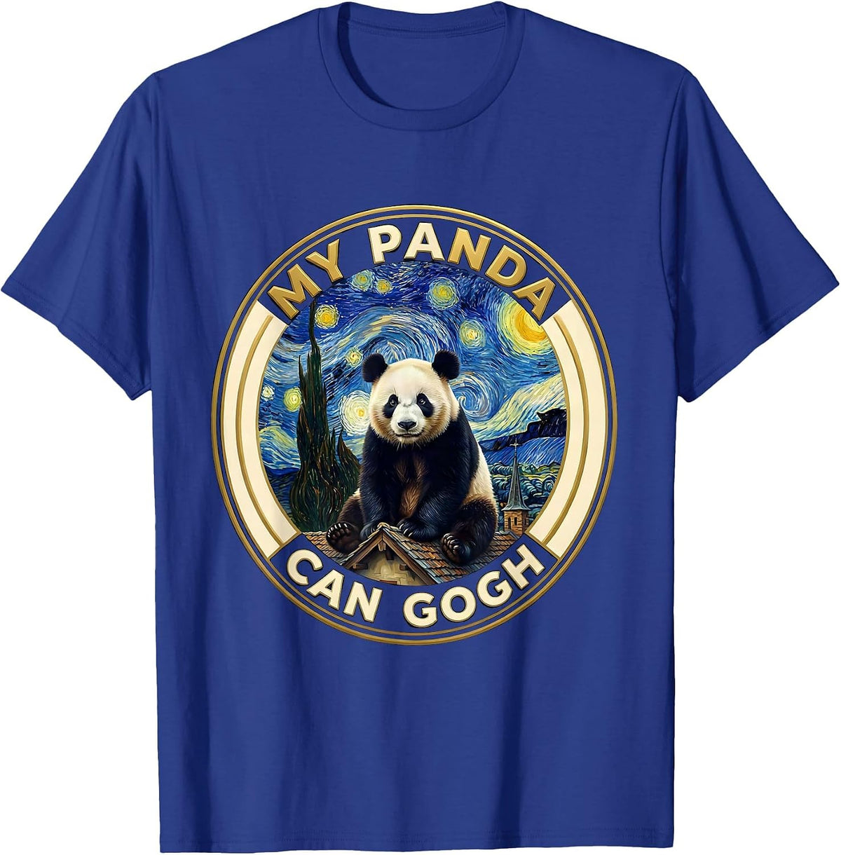 Men's My Panda Can Gogh Funny Art Parody Panda Lover Gift T-Shirt - Royal Blue