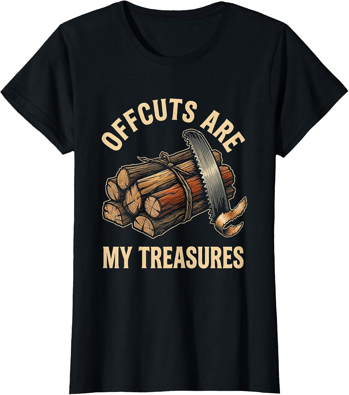 Offcuts Are My Treasures Tattoo Carpenter Woodworker Humor T-Shirt - Black
