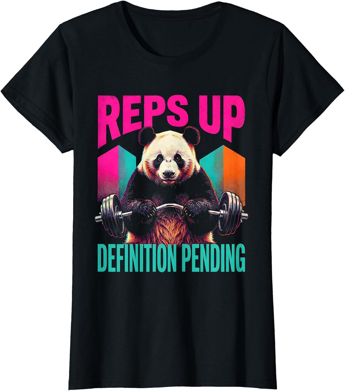 Women's Reps Up Definition Pending Funny Gym Panda Workout Humor T-Shirt - Black