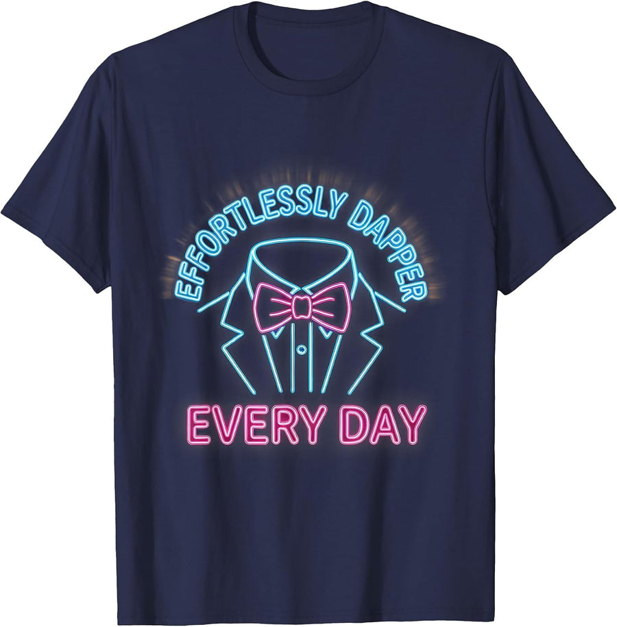 Effortlessly Dapper Every Day Tuxedo Design T-Shirt - Navy Blue