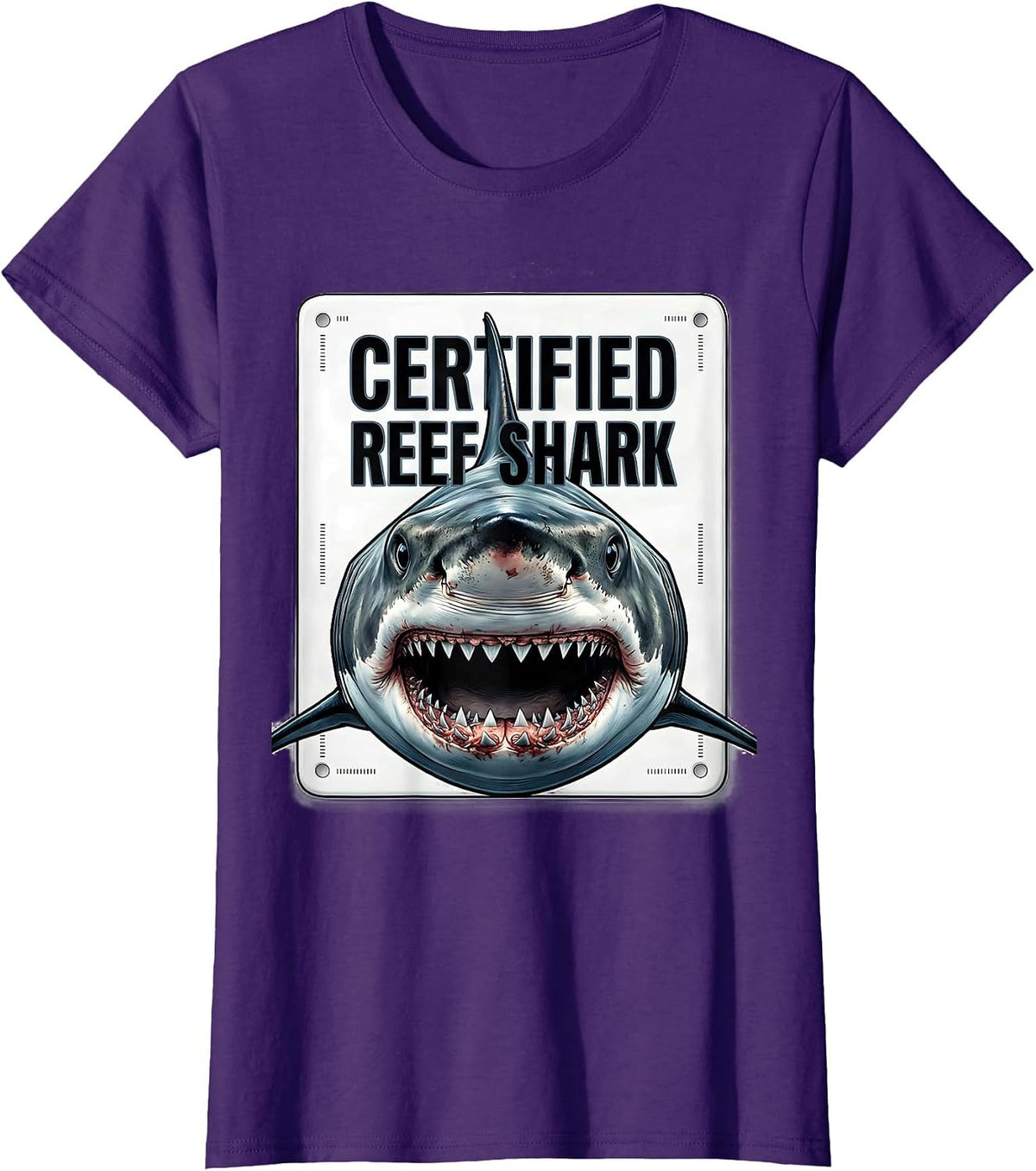 Women's Certified Reef Shark Funny Shark Lover Ocean Wildlife Humor T-Shirt - Purple