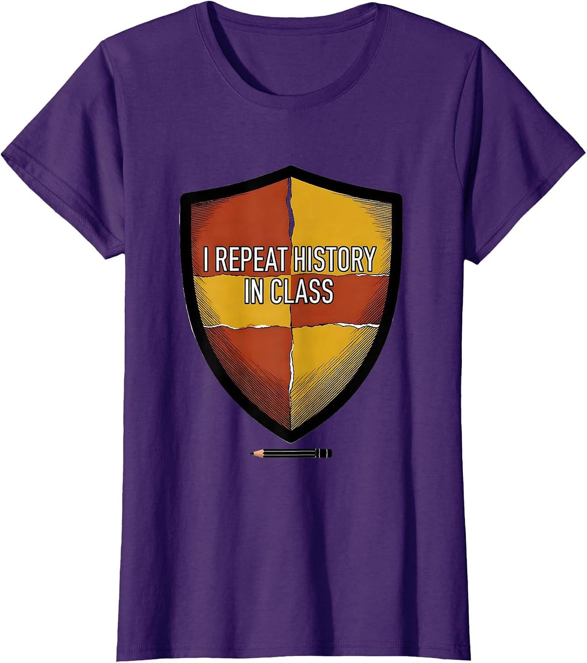 Women's I Repeat History In Class Funny History Teacher Back T-Shirt - Purple
