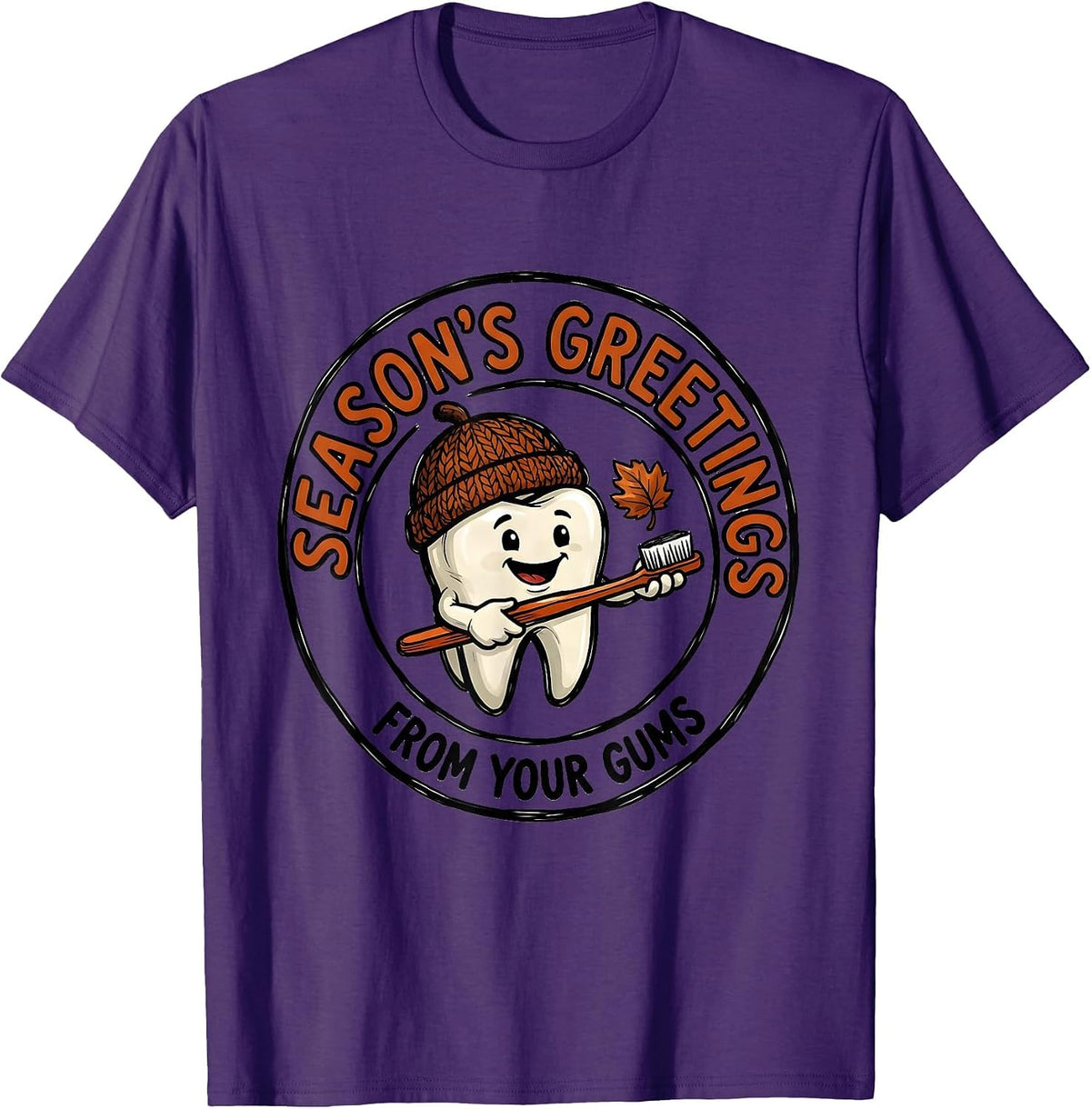 Men's Season's Greetings From Your Gums Funny Dental Hygienist T-Shirt - Purple