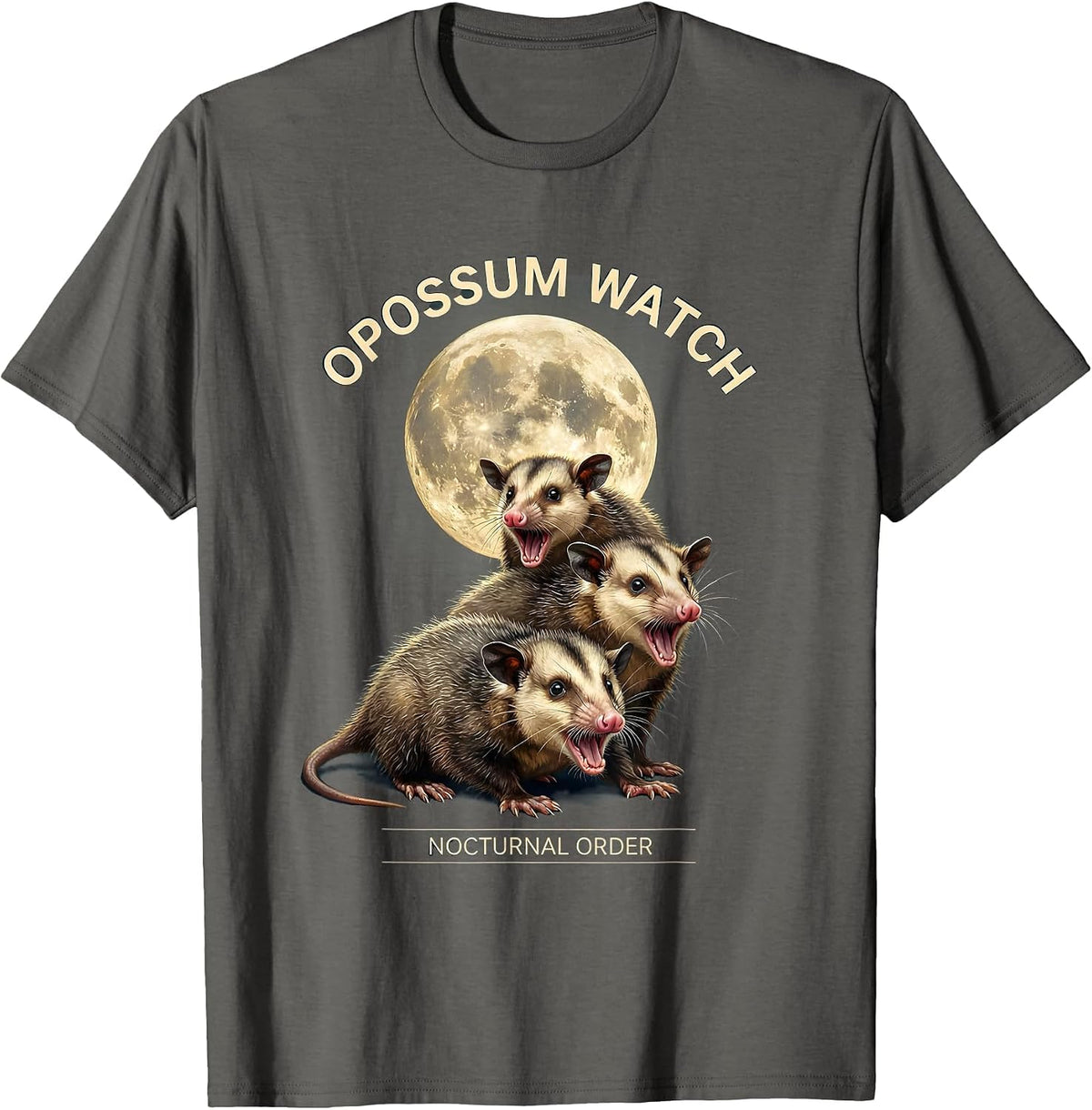 Opossum Watch Nocturnal Order Funny Opossum Lover Animal T-Shirt - Asphalt Grey