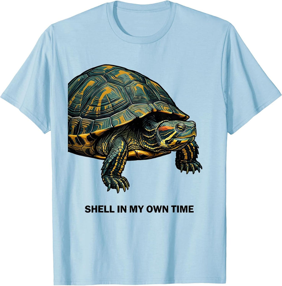 Men's Shell In My Own Time Funny Turtle Lover Reptile Enthusiast T-Shirt - Baby Blue