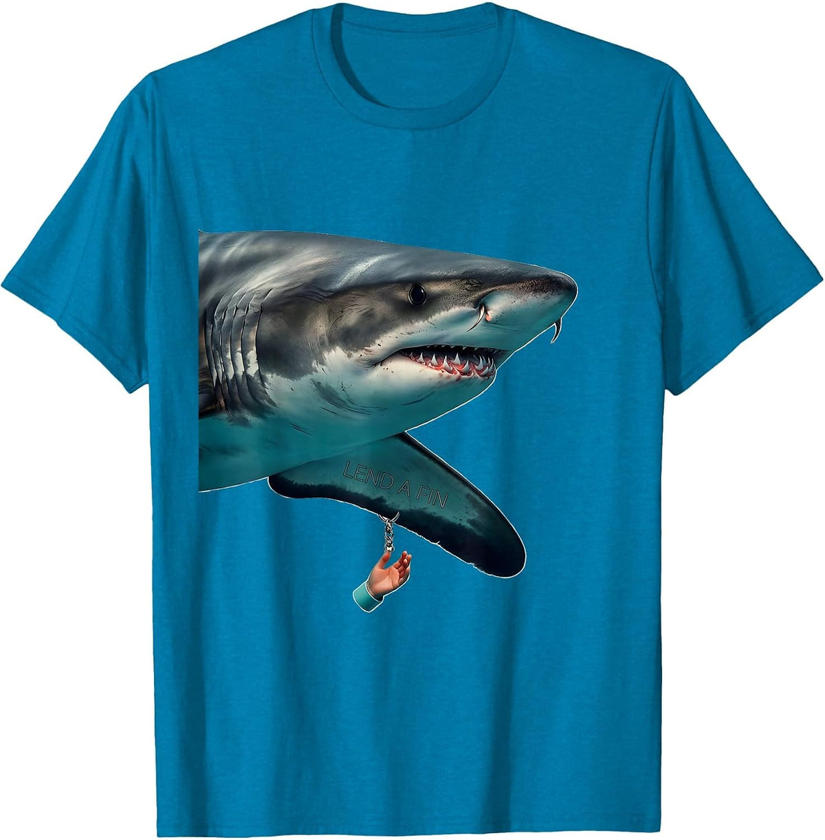 Lend A Fin Midcentury Modern Funny Shark Lover Marine T-Shirt - Sapphire Blue