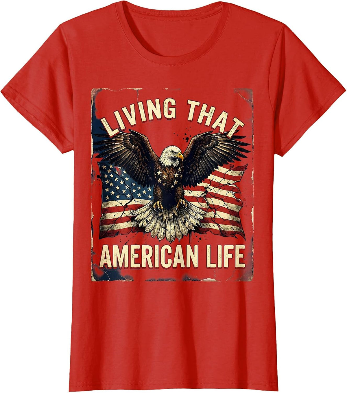 Boys Living That American Life Flag Design T-Shirt - Red