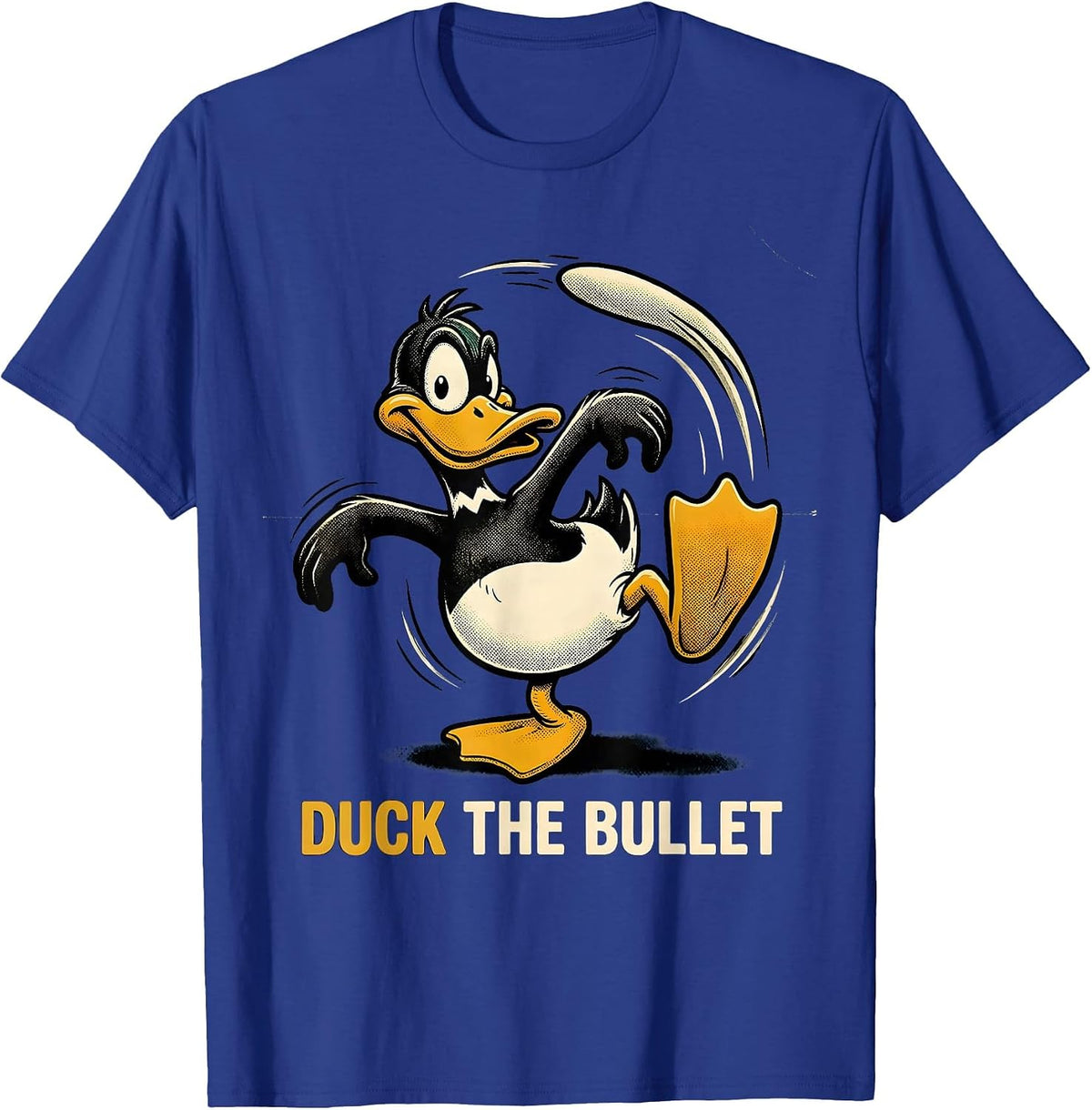 Men's Duck The Bullet Retro Cartoon Duck Hunter Humor Gift T-Shirt - Royal Blue