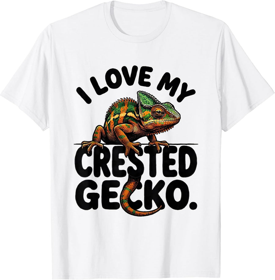 Men's I Love My Crested Gecko Reptile Lover Pet Owner Gift T-Shirt - White