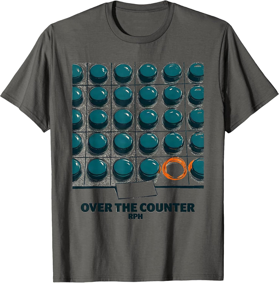 Over The Counter, RPh Funny Pharmacy Tech Pharmacist Humor T-Shirt - Asphalt Grey