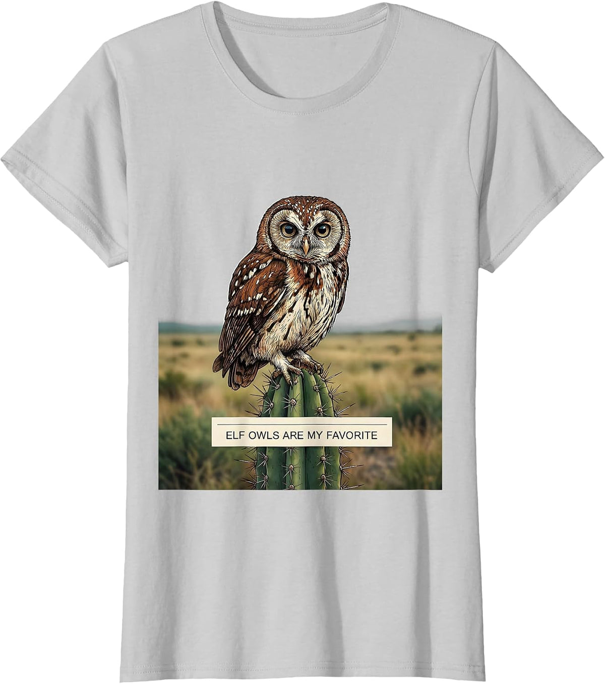 Women's Elf Owls Are My Favorite Vintage Owl Lover Retro Humor T-Shirt - Silver Grey