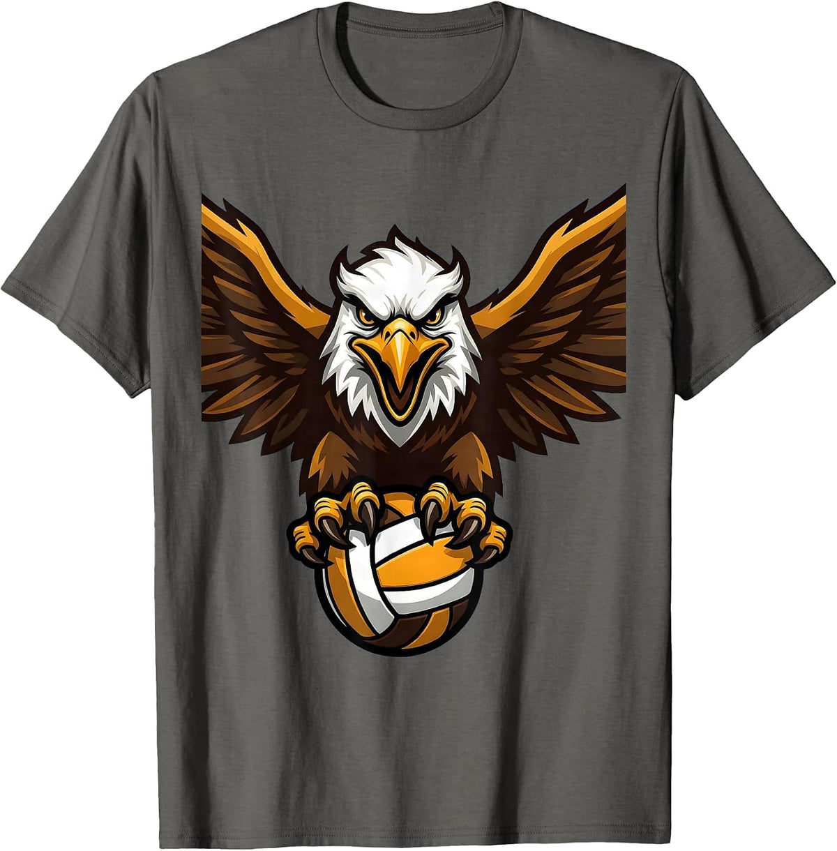 Volleyball Mom Fierce Eagle Clutching Volleyball T-Shirt - Asphalt Grey