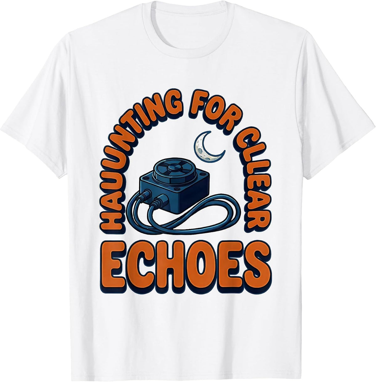 Men's Haunting For Clear Echoes Cartoon Sonographer Halloween T-Shirt - White