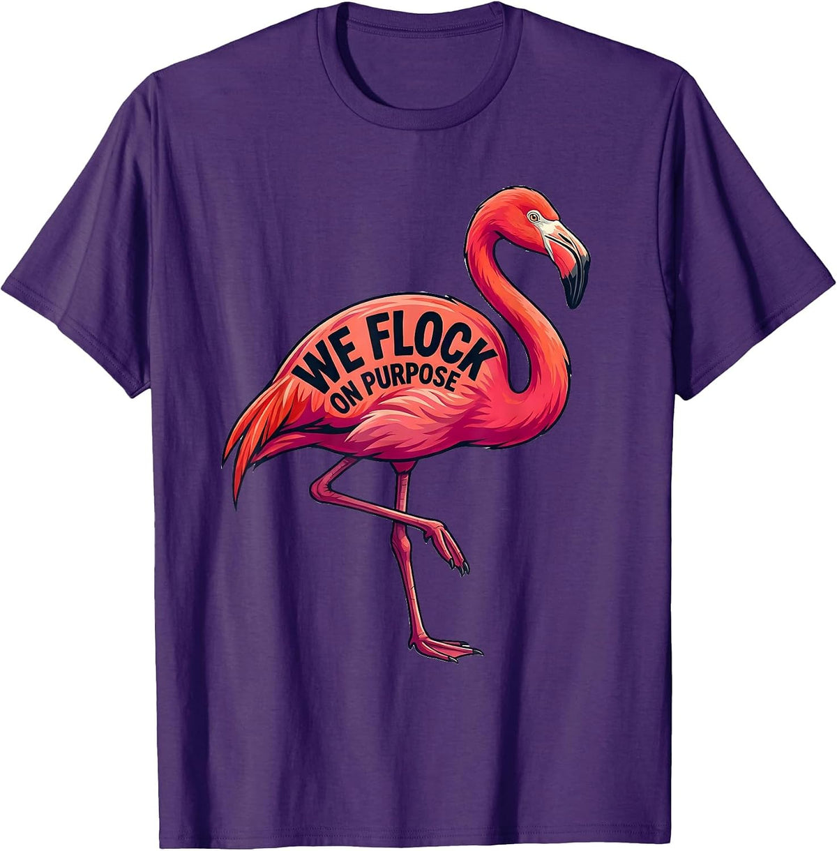 Men's We Flock On Purpose Funny Pink Flamingo Bird Lover Gift T-Shirt - Purple