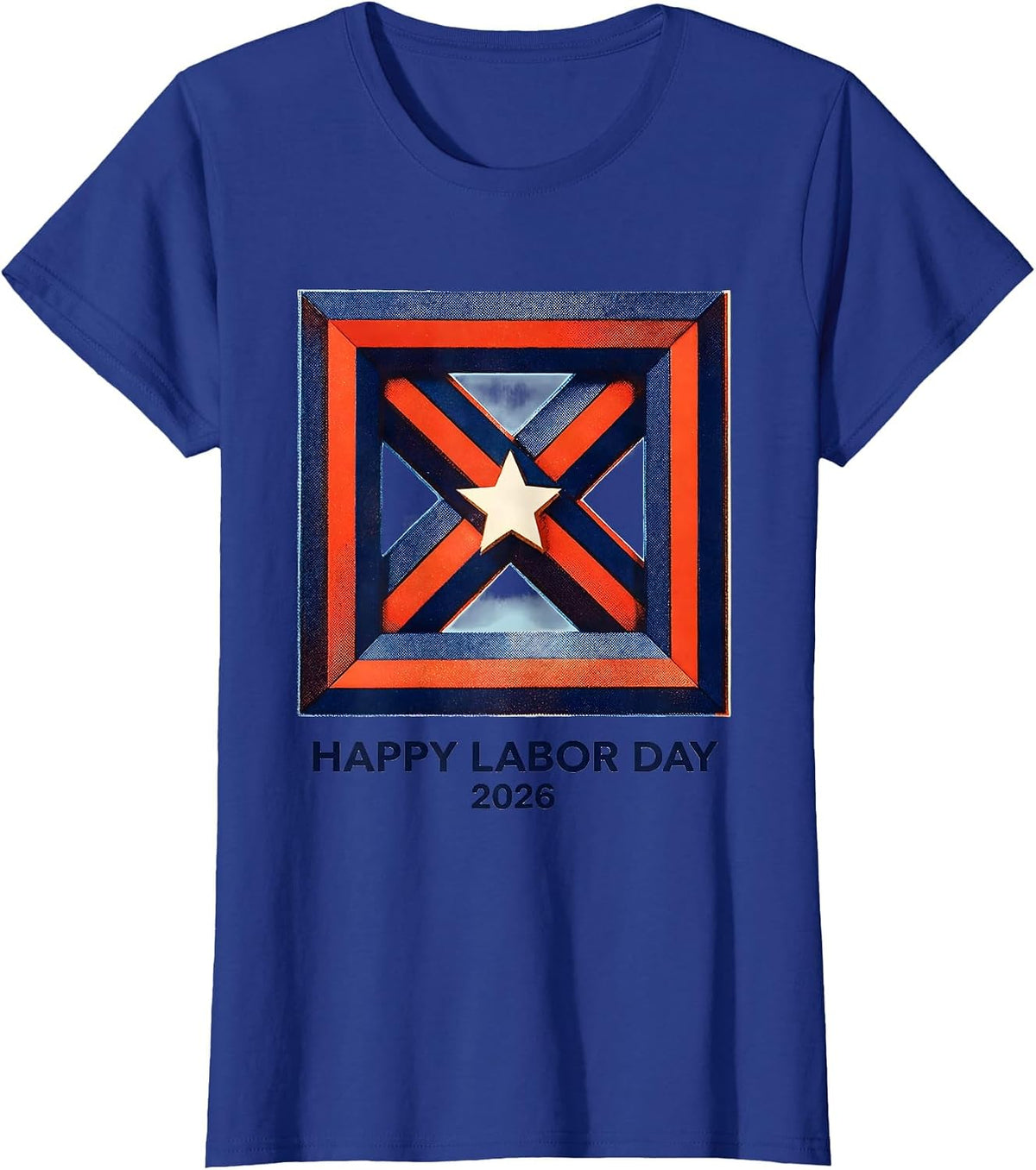 Women's Happy Labor Day 2026 Patriotic Union Pride Graphic T-Shirt - Royal Blue
